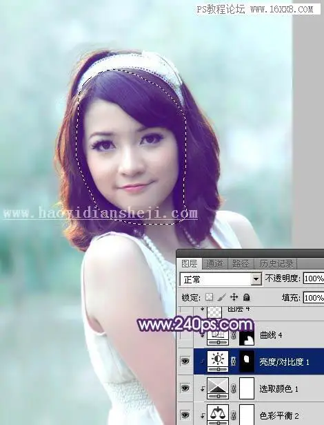 紫色调，调出甜美紫青色人像效果教程_www.haoyidiansheji.com