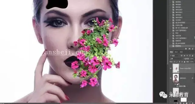 人像合成，合成花卉人脸效果教程_www.haoyidiansheji.com
