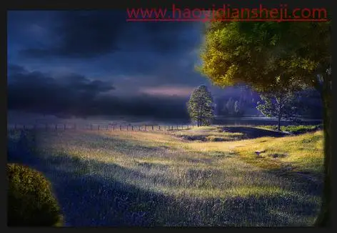 场景合成，在PS中合成一幅小女孩与蝴蝶对话的神奇场景_www.haoyidiansheji.com