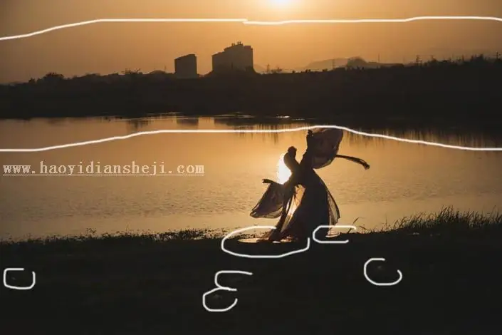 剪影效果，制作优美的夕阳下的人物剪影照_www.haoyidiansheji.com