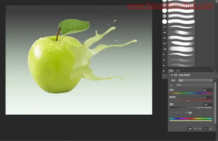 喷溅效果，通过ps给水果制作一种果浆喷出的喷溅效果_www.haoyidiansheji.com