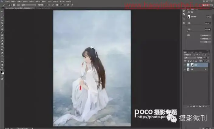 古风后期，通过ps调出清新仙气的古风人像_www.haoyidiansheji.com