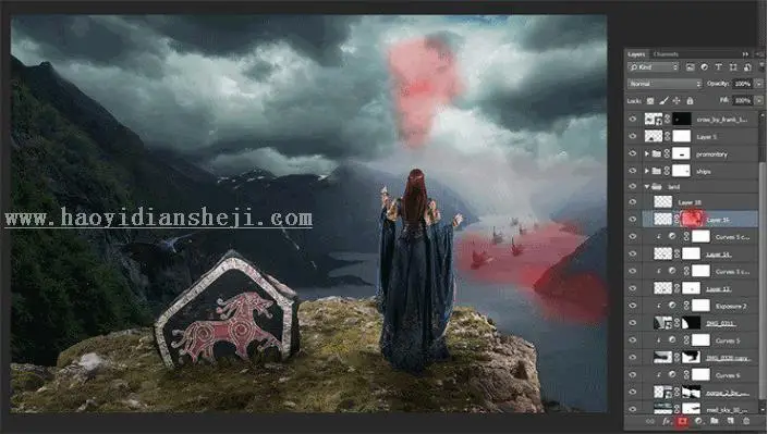 场景合成，在PS里创建一个魔幻瑰丽的场景_www.haoyidiansheji.com