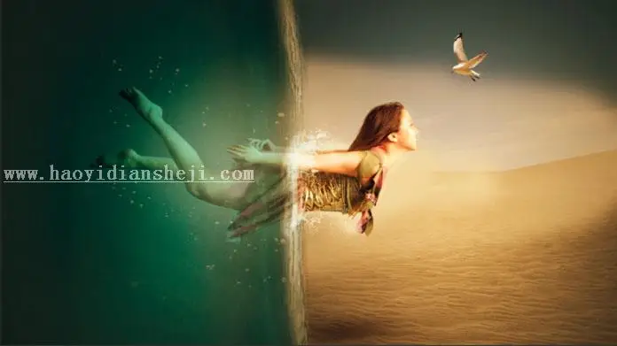 照片合成，用Photoshop合成少女穿越沙漠照片_www.haoyidiansheji.com