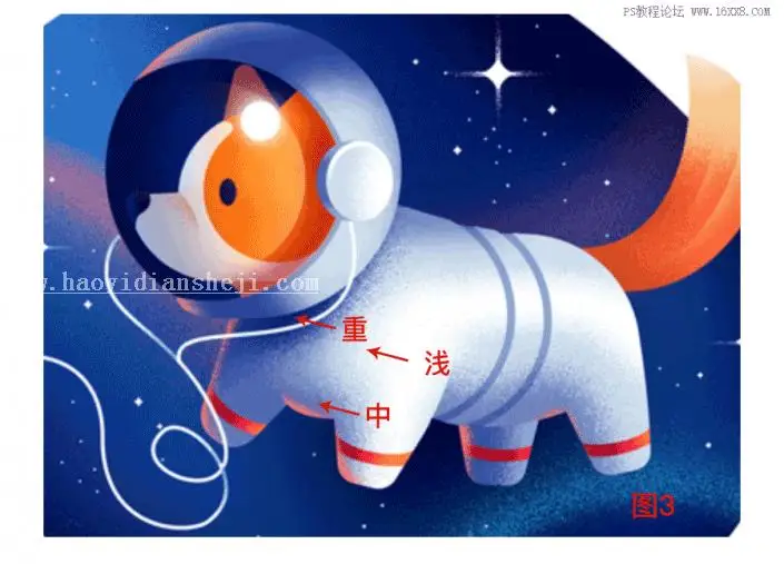 插画制作，制作一款卡通风格的太空狗_www.haoyidiansheji.com