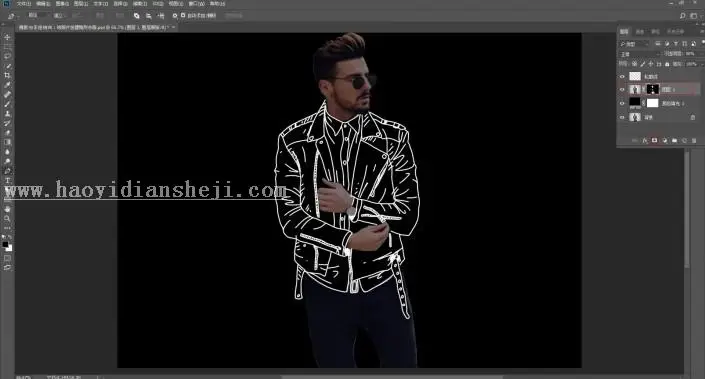 手绘效果，用PS给模特穿一件“透明”的衣服_www.haoyidiansheji.com