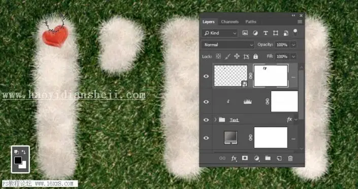 可爱字，通过PS制作可爱的毛绒绒质感的仿皮毛字体_www.haoyidiansheji.com
