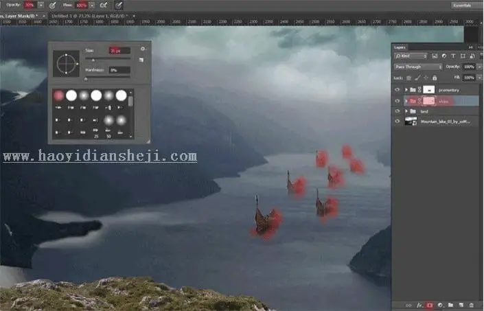 场景合成，在PS里创建一个魔幻瑰丽的场景_www.haoyidiansheji.com