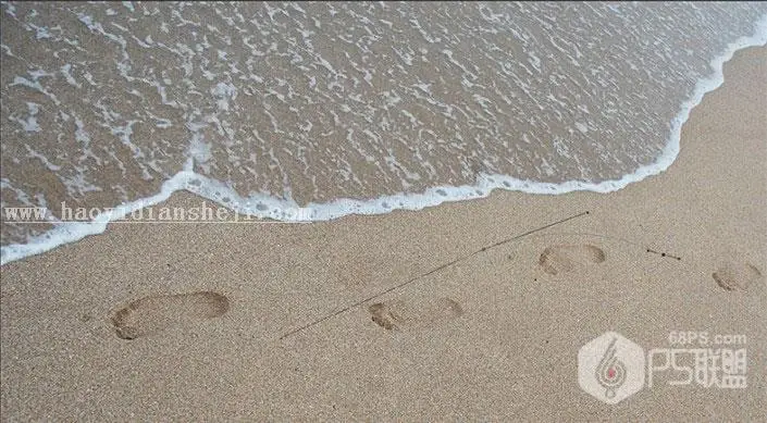 沙滩字，用PS制作浪漫唯美的沙滩泡沫字_www.haoyidiansheji.com