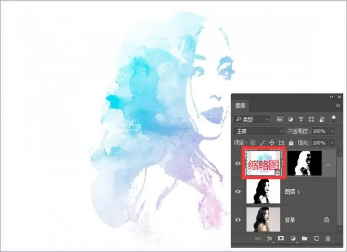 水彩效果，用PS把范冰冰数码照快速变成水彩画_www.haoyidiansheji.com