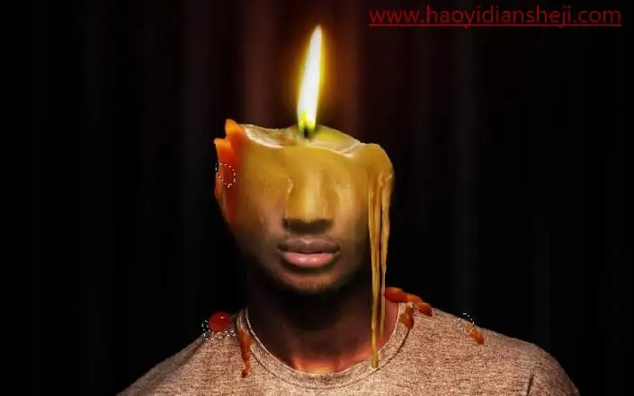 恶搞合成，通过PS设计一幅创意蜡烛人的造型_www.haoyidiansheji.com