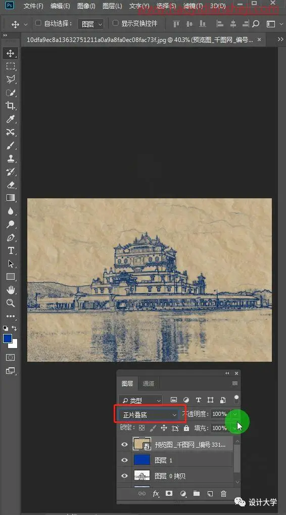 圆笔画，制作圆珠笔效果的建筑图片_www.haoyidiansheji.com