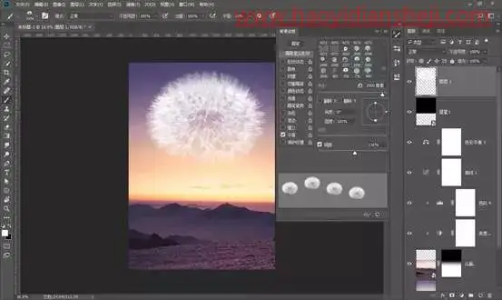 梦幻合成，通过PS制作一张告白气球与蒲公英的约定的超现实场景_www.haoyidiansheji.com