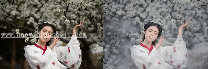 古风摄影，通过PS调出古风后期清冷白调的照片_www.haoyidiansheji.com