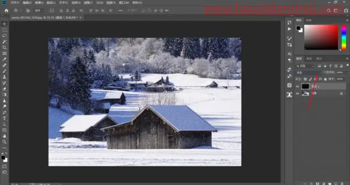 动图教程，制作唯美的冬季下雪动图效果_www.haoyidiansheji.com