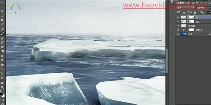 场景合成，合成在北极的自行车海报_www.haoyidiansheji.com