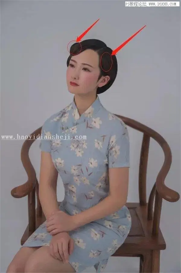 工笔画，用PS制作古典中国范的工笔画人物效果_www.haoyidiansheji.com