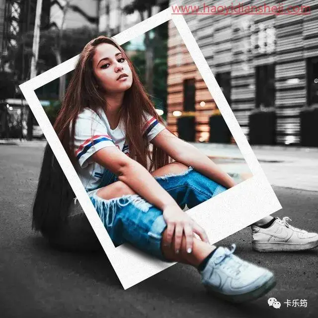 拍立得效果，给街拍人物制作一种创意拍立得效果照片_www.haoyidiansheji.com