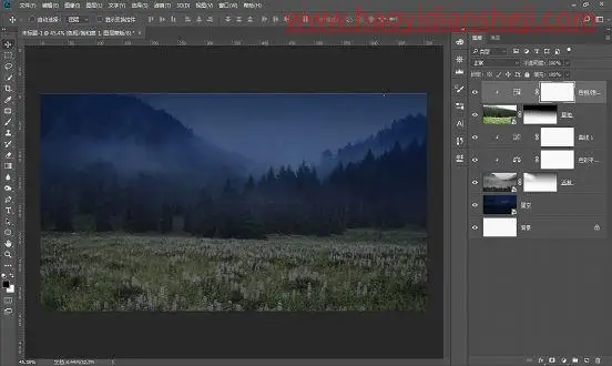 梦幻合成，通过PS合成人物与月亮对话的梦幻场景_www.haoyidiansheji.com