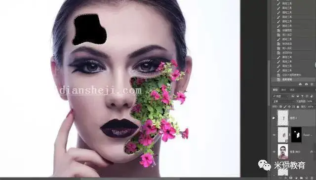 人像合成，合成花卉人脸效果教程_www.haoyidiansheji.com