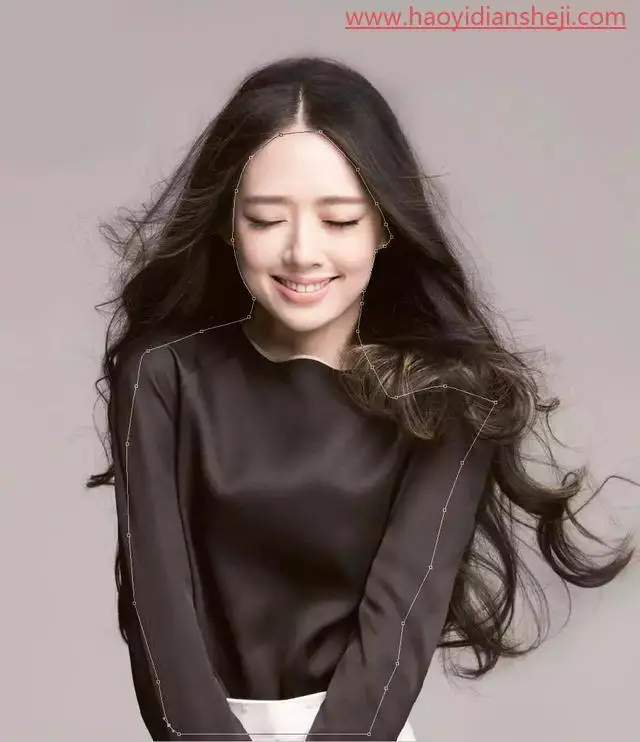 抠发丝，通过PS抠出郭碧婷的头发丝丝_www.haoyidiansheji.com