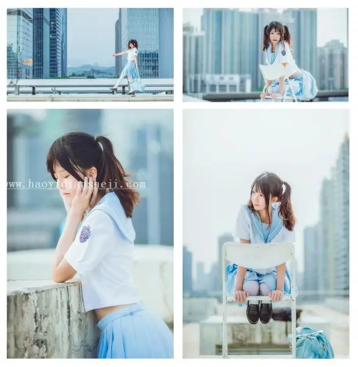 冷色调，调出天台制服少女清爽夏日色调_www.haoyidiansheji.com