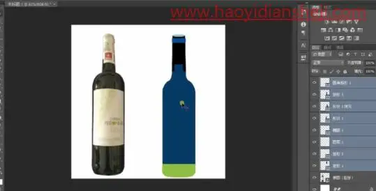 产品修图，给白葡萄酒进行精修_www.haoyidiansheji.com