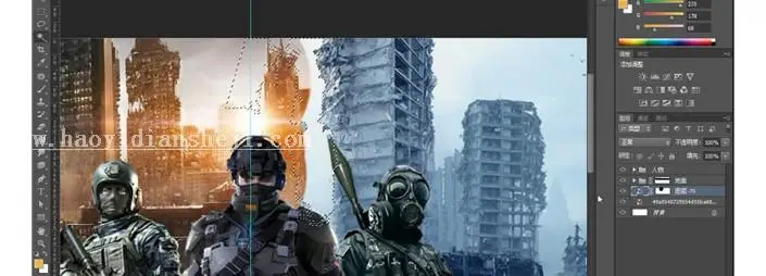 海报制作，用PS制作热血游戏战争海报_www.haoyidiansheji.com
