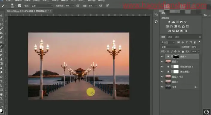 夜景调色，给城市风光照片营造一种落日晚霞效果_www.haoyidiansheji.com