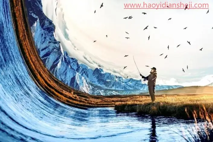 创意合成，制作一张冰川垂钓人物照片_www.haoyidiansheji.com