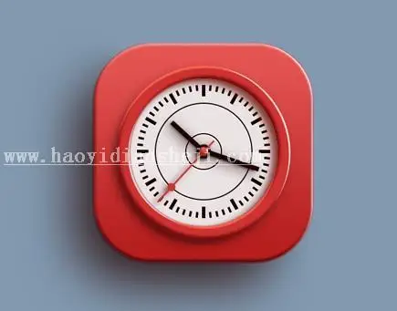 UI图标，用PS制作立体感的时钟图标_www.haoyidiansheji.com