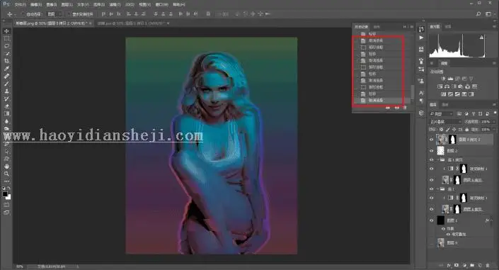 海报设计，用PS制作具有故障艺术效果的人物海报_www.haoyidiansheji.com