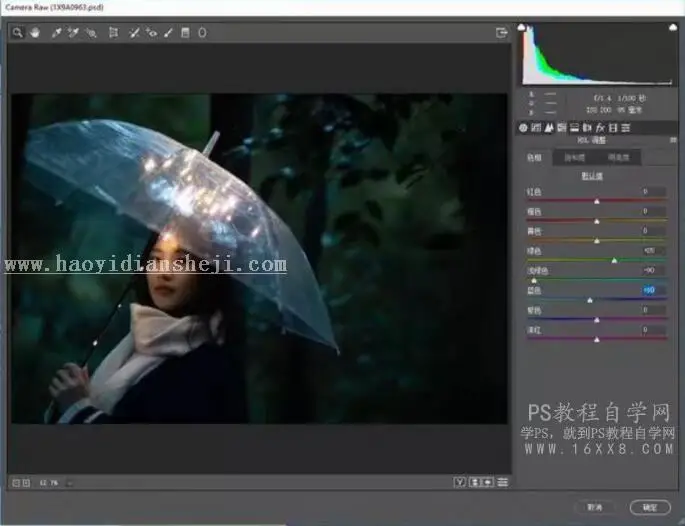 LR调色教程，通过LR给雨天拍摄的人像进行后期调色_www.haoyidiansheji.com