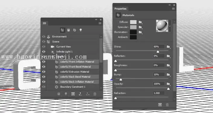 炫彩效果，用PS创建3D炫彩照明文字效果_www.haoyidiansheji.com