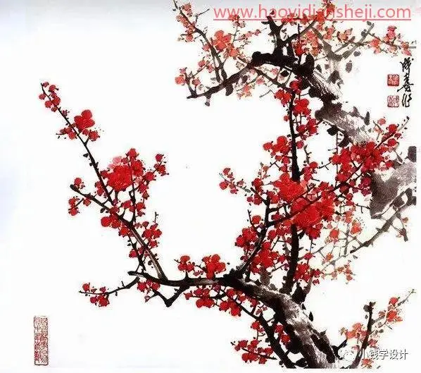 抠植物，快速抠取书画中梅花图片_www.haoyidiansheji.com