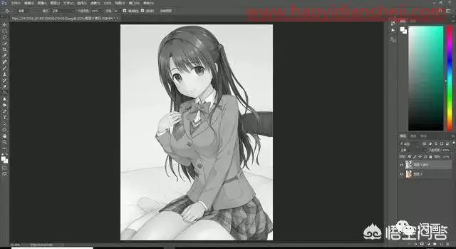 提取线稿，提取动漫人物的线稿_www.haoyidiansheji.com