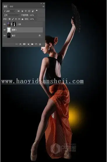 换背景，用PS给普通人物图片添加绚丽的背景效果_www.haoyidiansheji.com