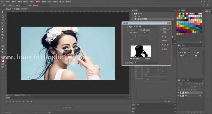 海报制作，把迪丽热巴的照片做成油漆喷溅效果海报_www.haoyidiansheji.com