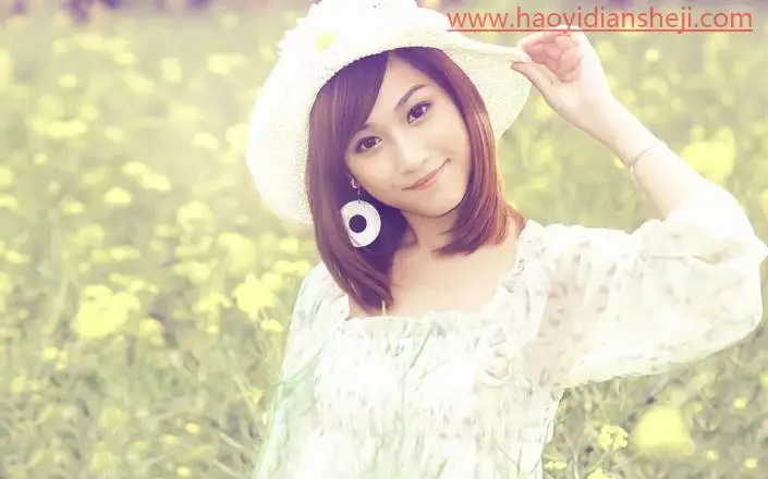 小清新，打造柔美的淡褐色小清新油菜花美女图片_www.haoyidiansheji.com