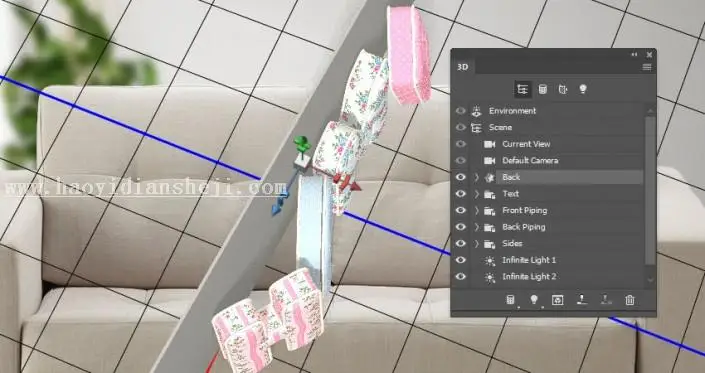 3D功能，通过PS的3D功能制作沙发上的靠枕_www.haoyidiansheji.com