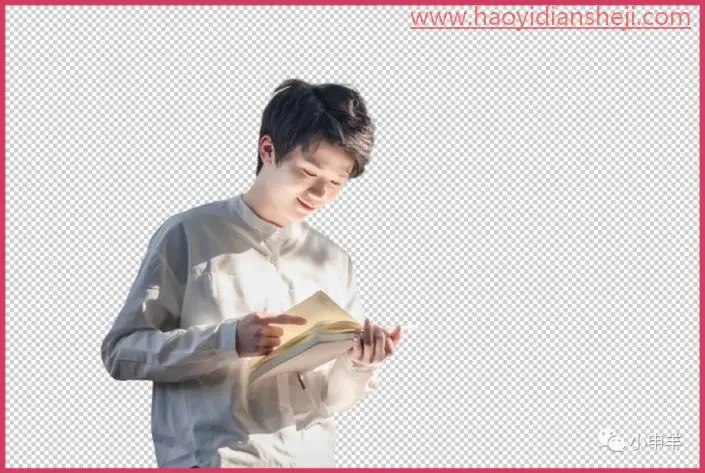 抠人物，在PS中抠出帅气男生在校园树林里看书的场景_www.haoyidiansheji.com