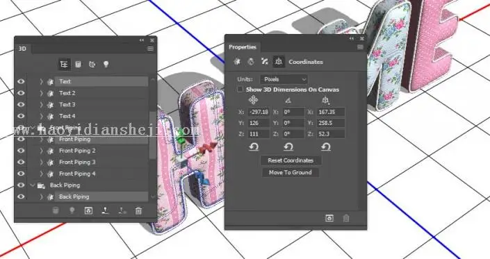 3D功能，通过PS的3D功能制作沙发上的靠枕_www.haoyidiansheji.com