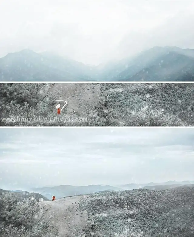 古风后期，通过PS把荒野草地变成大雪纷飞的雪景_www.haoyidiansheji.com