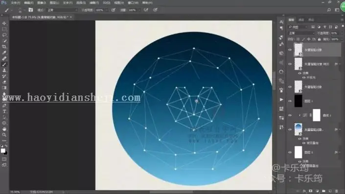 海报设计，用PS结合AI设计一款多边形线条星空海报_www.haoyidiansheji.com