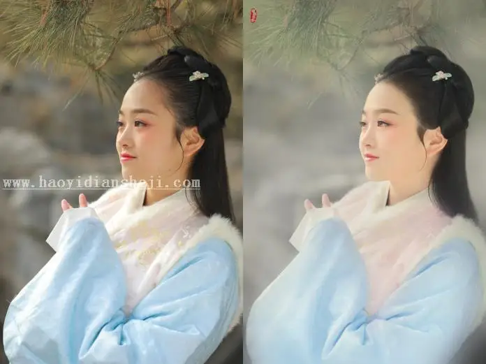 古风后期，那些看上去像画里走出的古典美人儿是如何做出来的_www.haoyidiansheji.com