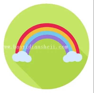 扁平化，设计扁平化风格彩虹图标_www.haoyidiansheji.com