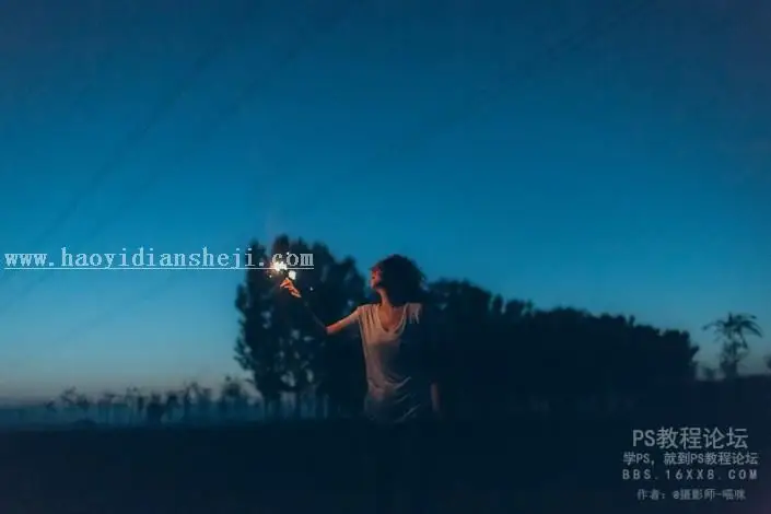 夜景调色，夜景人像调出蓝色调效果_www.haoyidiansheji.com