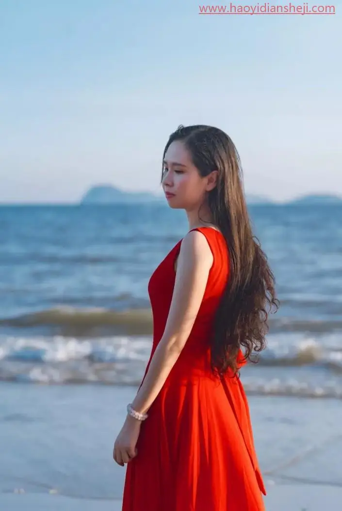 后期调色，给海边拍摄的人像进行后期修图_www.haoyidiansheji.com
