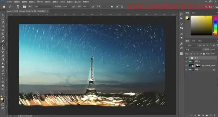 星轨效果，制作比较科幻的星轨效果照片_www.haoyidiansheji.com