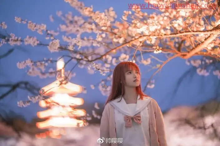 人物调色，用PS打造唯美的夜景樱花人像_www.haoyidiansheji.com